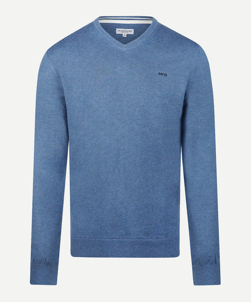 Trui Katoen-Kasjmier V-Hals | Vintage Blue