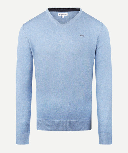 Cotton-Cashmere V-Neck Sweater | Ice Blue
