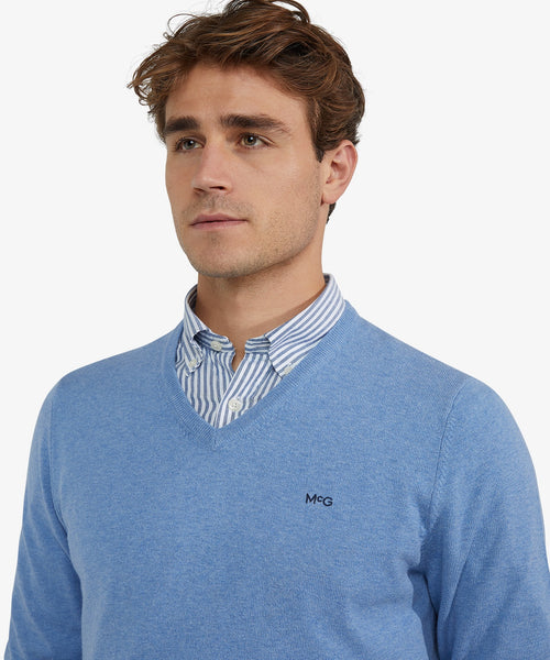 Sweater Cotton Merino V-Neck | Ice Blue