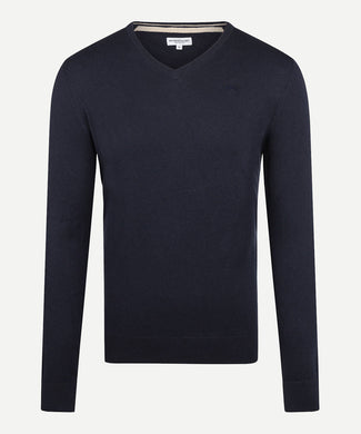 Trui Katoen Merino V-Hals | Navy