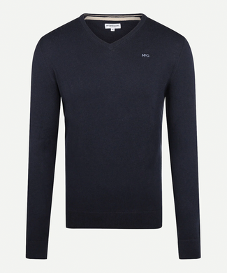Trui Katoen Merino V-Hals | Navy