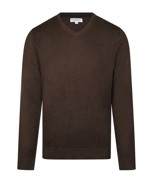 Trui Katoen-Kasjmier V-Hals | Chocolate Brown
