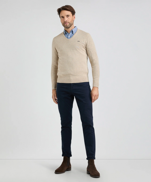Sweater Cotton-Cashmere V-Neck | Sand