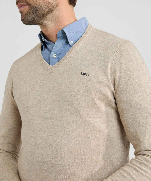 Sweater Cotton-Cashmere V-Neck | Sand