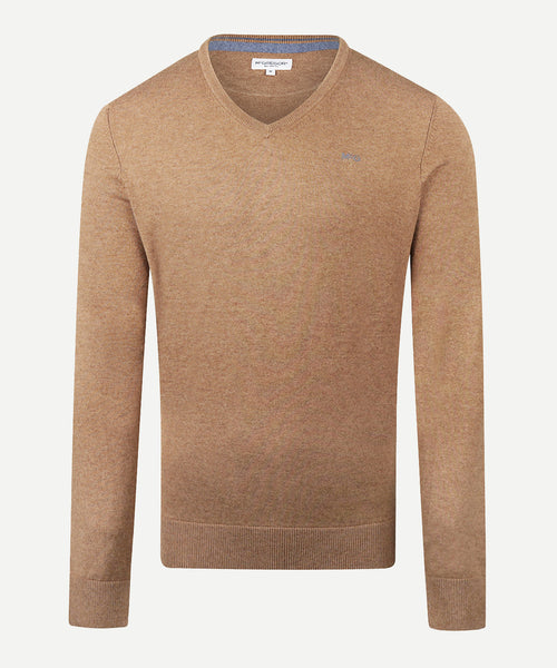 Trui Katoen Merino V-Hals | Walnut