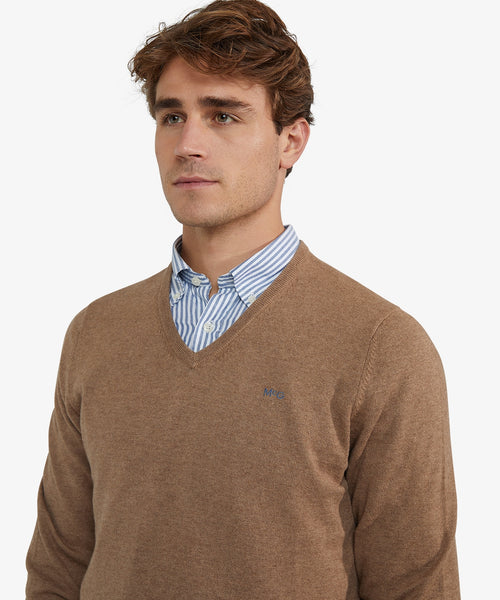 Sweater Cotton Merino V-Neck | Walnut