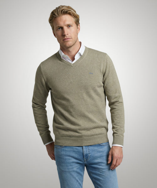 Sweater Cotton-Cashmere V-Neck | Light Olive