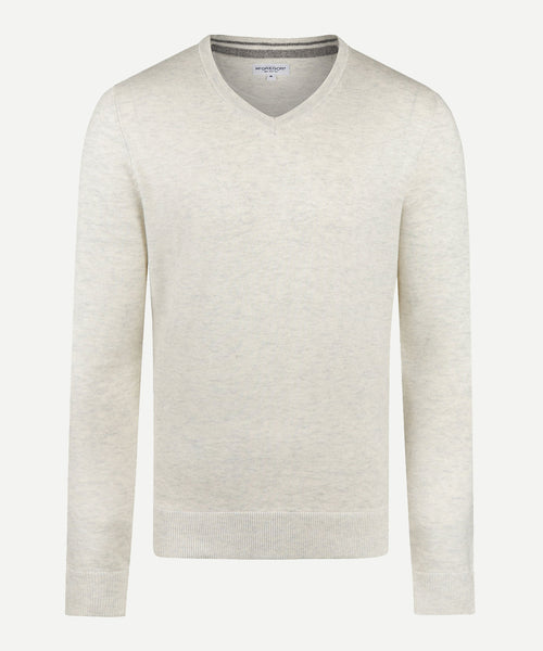 Trui Katoen Merino V-Hals | Off White