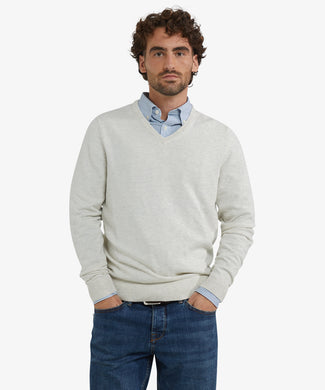 Sweater Cotton Merino V-Neck | Off White