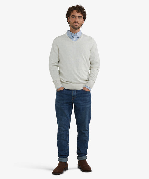 Sweater Cotton Merino V-Neck | Off White