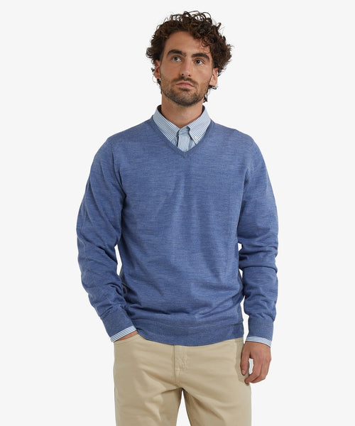 V-Neck Sweater Luxury Merino Wool | Vintage Blue