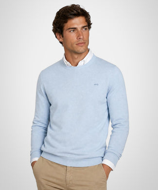 Sweater Cotton-Cashmere Round Neck | Light Blue