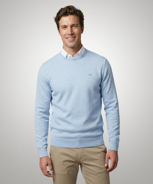 Trui Katoen-Kasjmier Ronde Hals | Light Blue