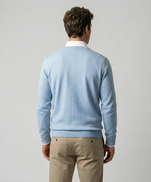 Trui Katoen-Kasjmier Ronde Hals | Light Blue