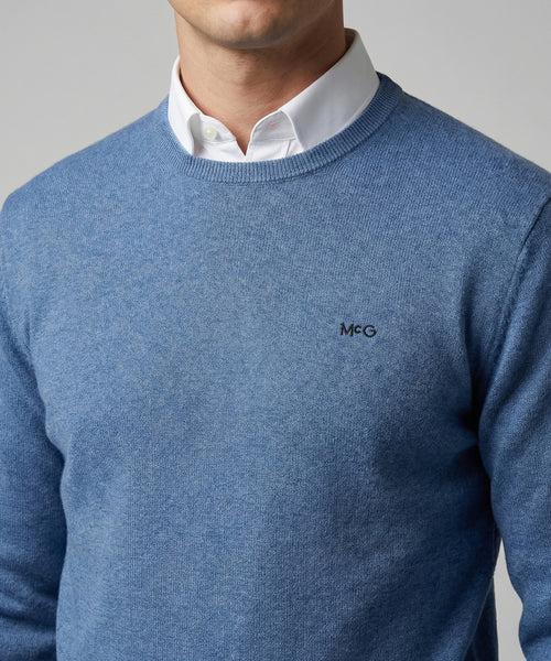 Trui Katoen-Kasjmier Ronde Hals | Vintage Blue