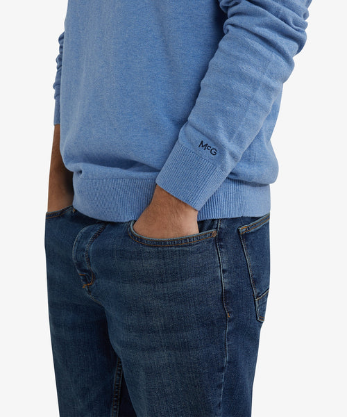 Trui Katoen Merino Ronde Hals | Ice Blue