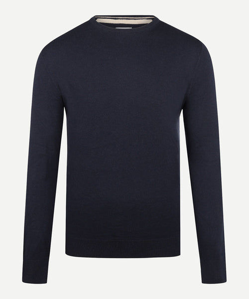 Trui Katoen Merino Ronde Hals | Navy