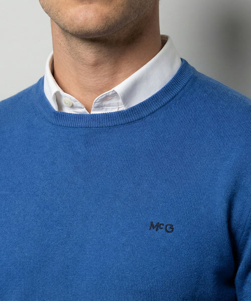 Trui Katoen-Kasjmier Ronde Hals | Kobalt