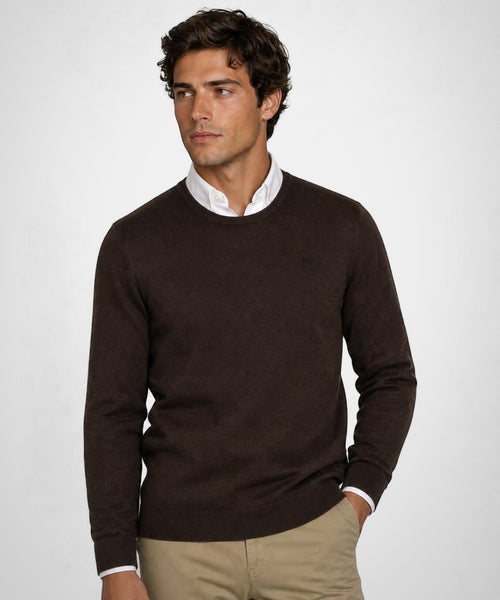Trui Katoen-Kasjmier Ronde Hals | Chocolate Brown