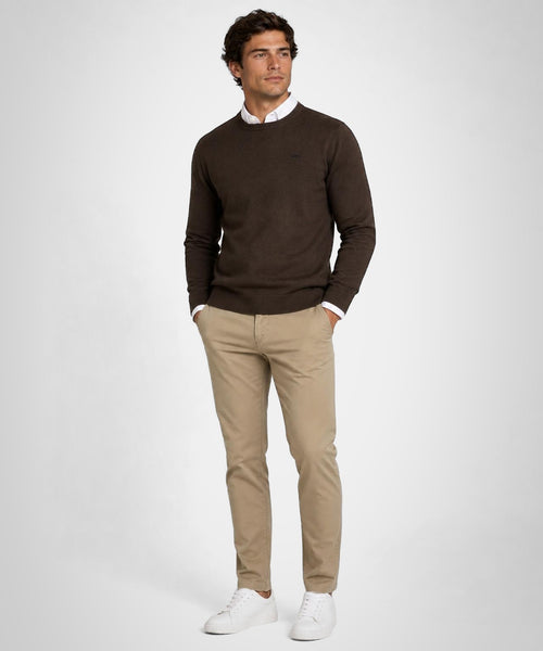 Trui Katoen-Kasjmier Ronde Hals | Chocolate Brown