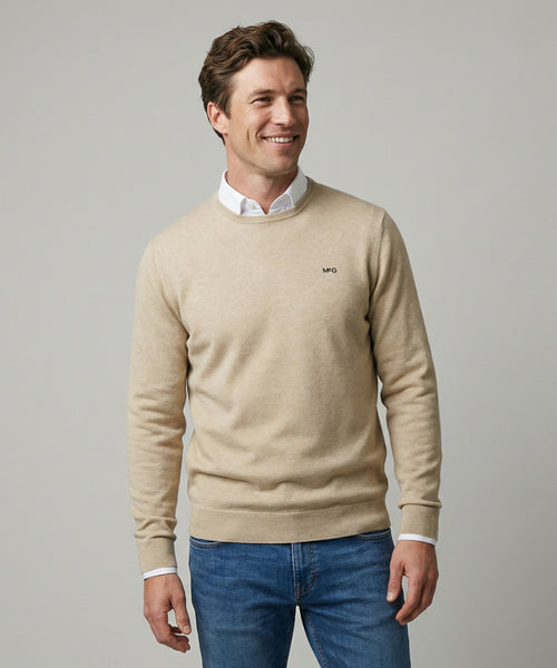 Trui Katoen-Kasjmier Ronde Hals | Sand