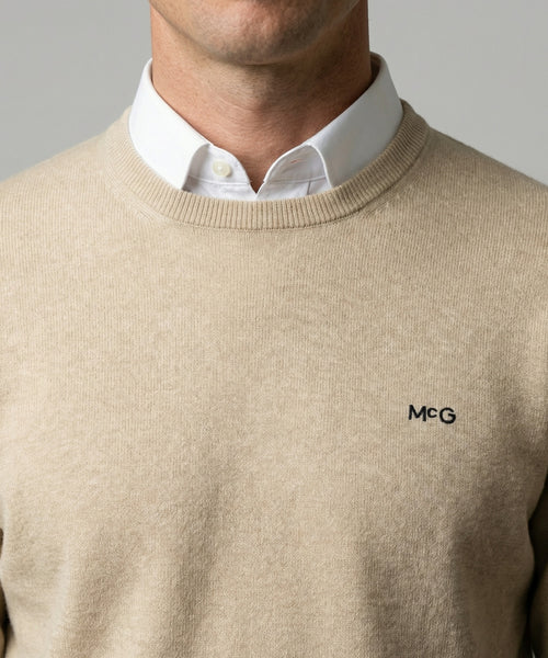 Trui Katoen-Kasjmier Ronde Hals | Sand