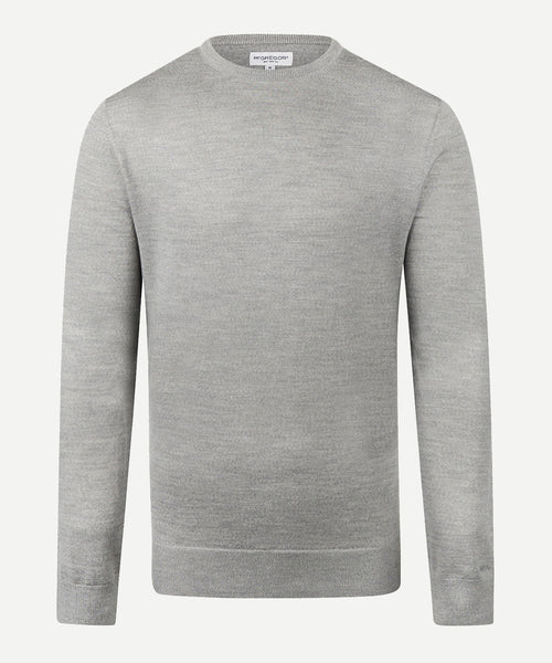 Luxury Merino Wool Crew Neck Sweater | Medium Grey Melange