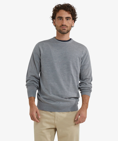 Trui Luxe Merinowol Ronde Hals | Medium Grey Melange
