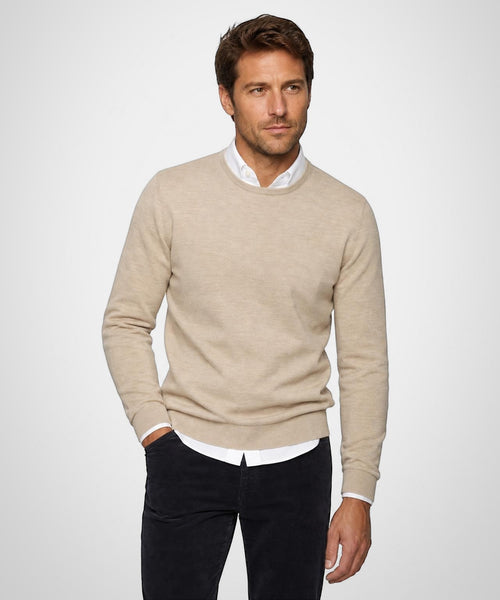 Luxury Merino Wool Crew Neck Sweater | Camel