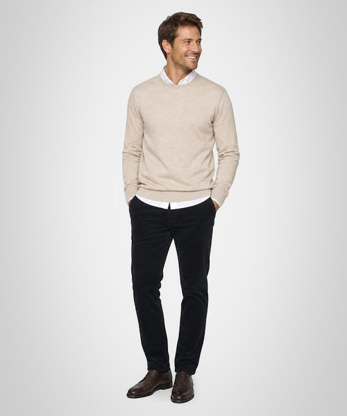 Luxury Merino Wool Crew Neck Sweater | Camel