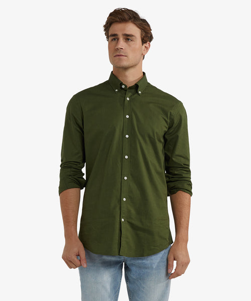 Overhemd Oxford Stretch | Dark Olive