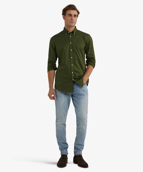 Overhemd Oxford Stretch | Dark Olive