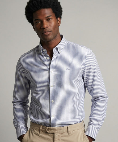 Oxford Shirt Large Stripe | Navy