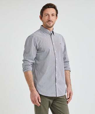 Overhemd Poplin Streep | Navy
