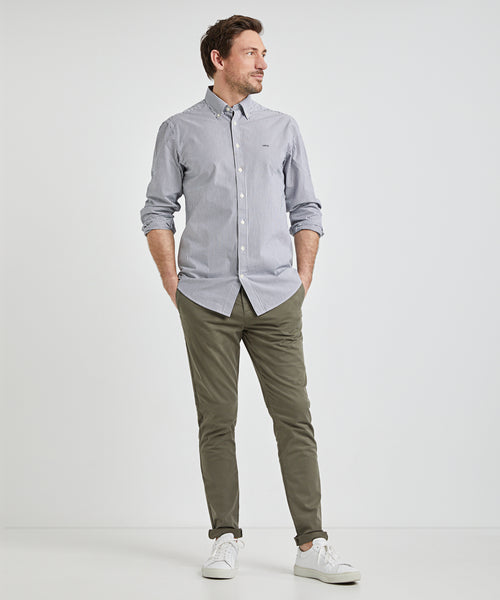 Overhemd Poplin Streep | Navy