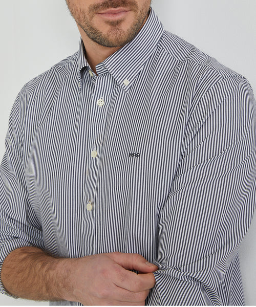 Overhemd Poplin Streep | Navy