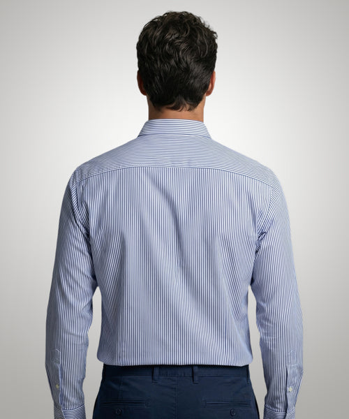 Overhemd Poplin Streep | Kobalt