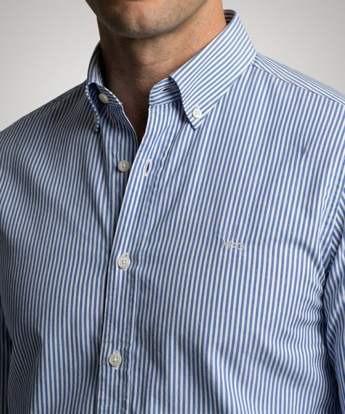 Overhemd Poplin Streep | Kobalt