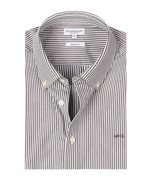 Overhemd Poplin Streep | Chocolate Brown