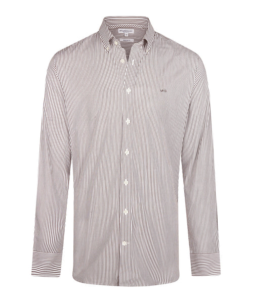 Overhemd Poplin Streep | Chocolate Brown