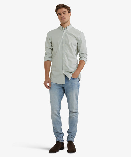 Poplin Stripe Shirt | Moss Green