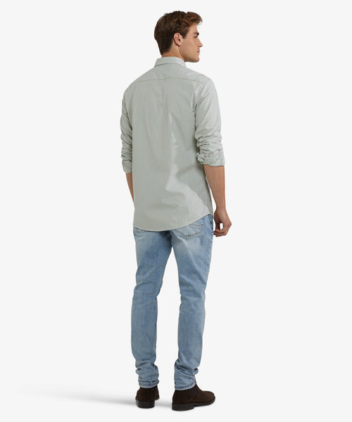 Poplin Stripe Shirt | Moss Green