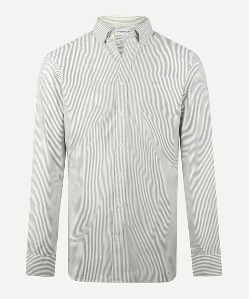 Poplin Stripe Shirt | Moss Green