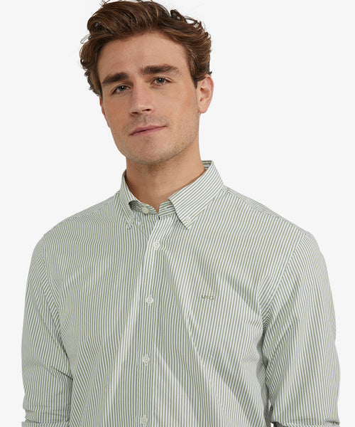 Poplin Stripe Shirt | Moss Green