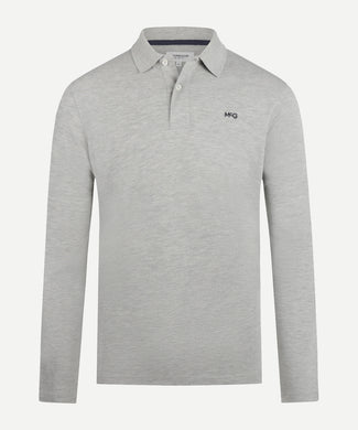 Long Sleeve Piqué Polo | Medium Grey Melange