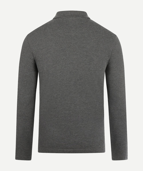 Long Sleeve Piqué Polo | Dark Grey Melange