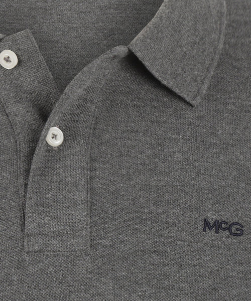 Long Sleeve Piqué Polo | Dark Grey Melange