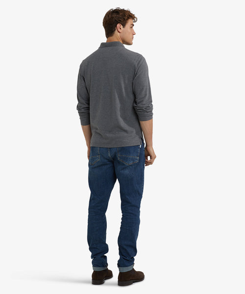 Long Sleeve Piqué Polo | Dark Grey Melange
