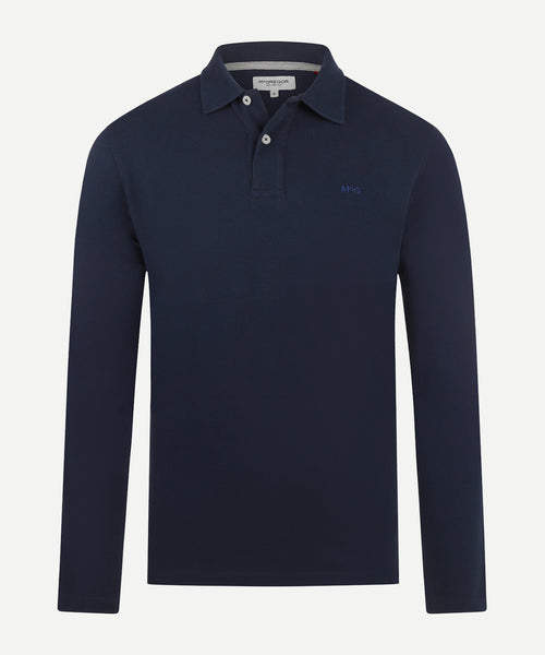 Long Sleeve Piqué Polo | Navy