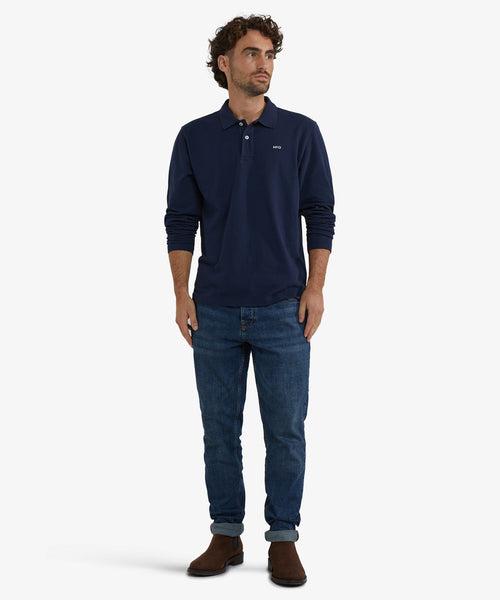 Long Sleeve Piqué Polo | Navy